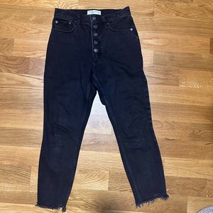 Black Abercrombie and fitch skinny high rise button jeans